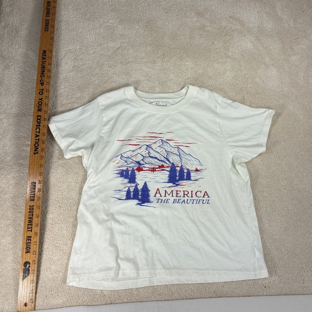 Natural Reflections America The Beautiful Graphic T XL Ivory Mountain 652NRS252 - Picture 2 of 6